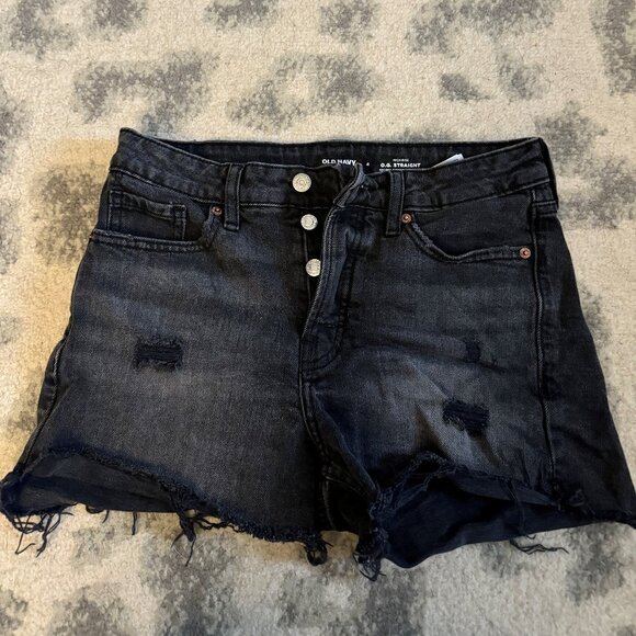 Old Navy - High Rise - O.G. Straight Black Jean Shorts - Picture 1 of 3